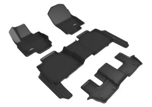 Mercedes-Benz Gls-Class Floor Mats - Front + Rear - 3D MAXpider - KAGU - Black - `20-`24 Mercedes-Benz Gls-Class Floor Mats - Front + Rear - 3D MAXpider - KAGU - Black - `20-`24